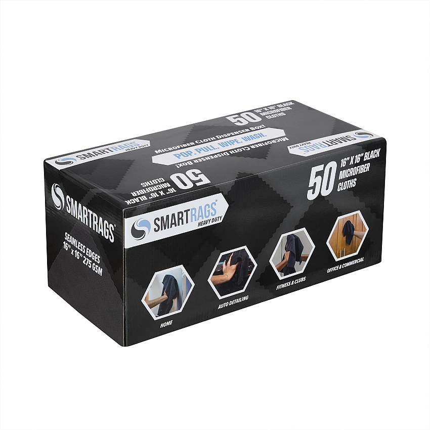 Smartrags Xl Microfiber 45 Gram 16x16 Black, Pack Of 50 (PNP-M930BK)