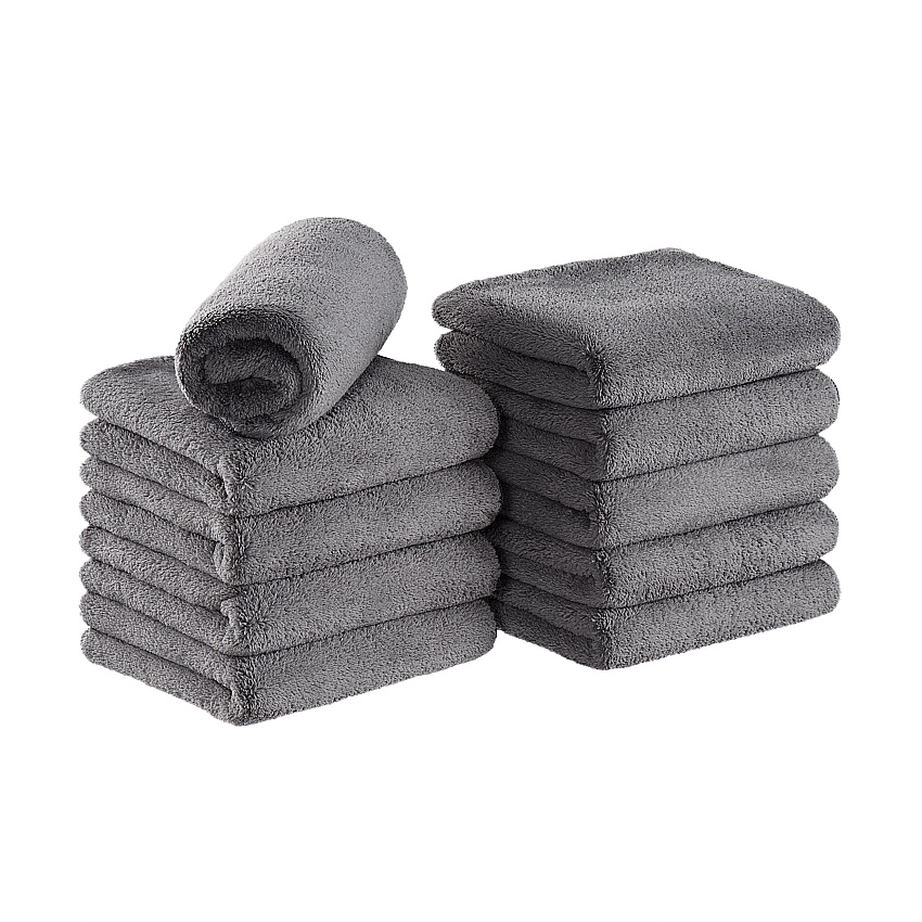 Bck2u Coral Fleece Salon Towel 16x27 Grey, Pack Of 10 (PNP915117GY)