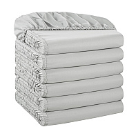 Host & Home Microfiber Fitted Sheets - Full - Gray W/ Red Hem, Case Of 24 (MFS-548012-GY)
