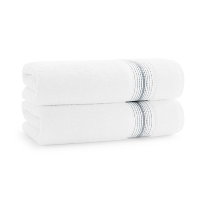 Aston & Arden Turkish Striped Bath Towel 30x60 Slate, Pack Of 2 (PNP-BT-STT3060-18SLT)