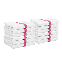 Power Gym Hand Towel 16x27 Pink Stripe, Pack Of 12 (PWR-1627-3PKCS)