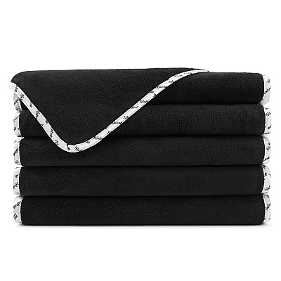 Bck2u Coral Fleece Makeup Fingertip 11x17 Piping Border, Case Of 72 (MUFT-PIP-BLK-CS)